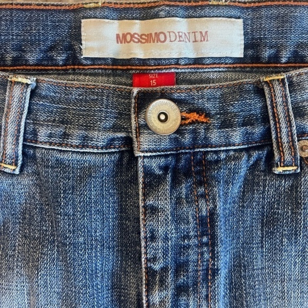 NWOT 15‎ Mossimo Blue Faded Denim Mini Cutoff Skirt Distressed - Picture 4 of 5